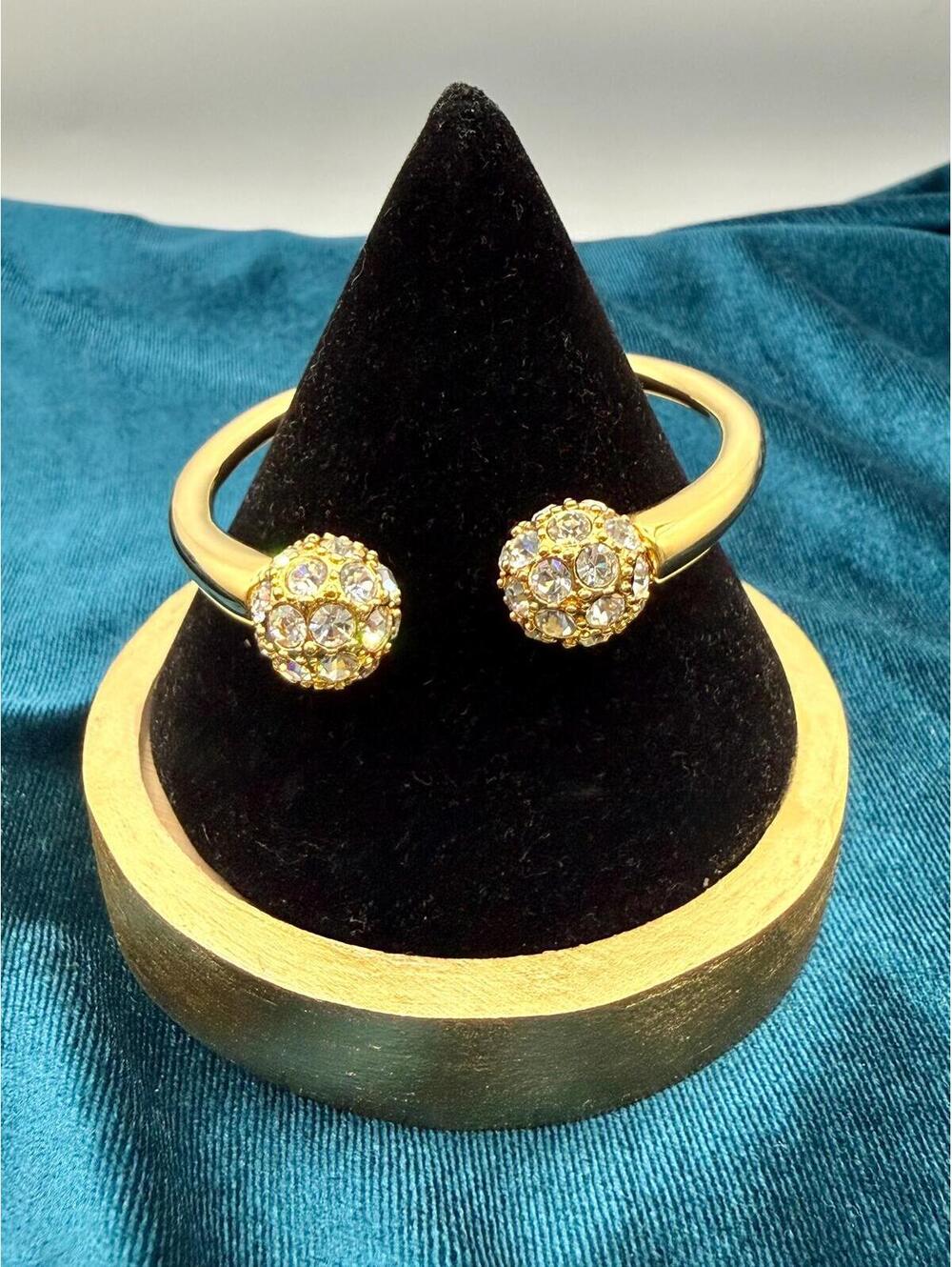 Vintage KJL gold tone and rhinestone cuff bracelet